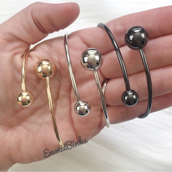 New Unique 2 Piece Metal Ball Open Collar Necklace & Bracelet Set - Picture 16 of 16